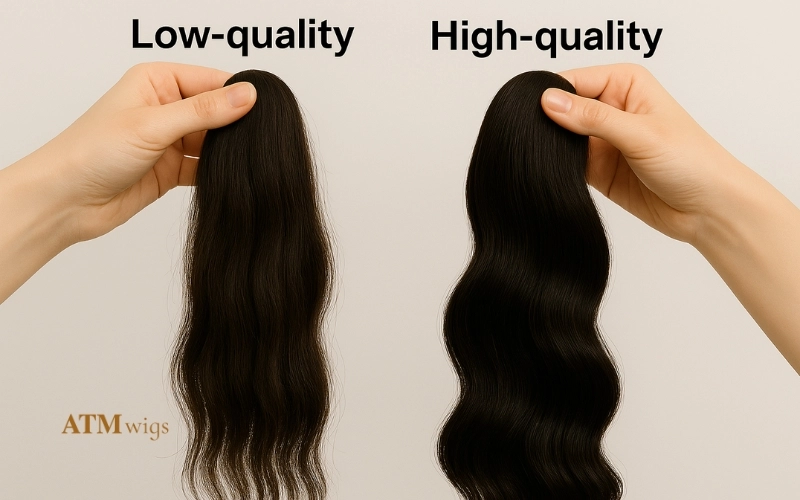 Low-quality vs high-quality synthetic wig comparison Low-quality vs high-quality synthetic wig comparison