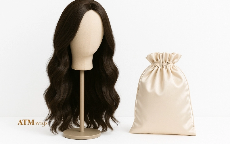 Foam wig stand and silk storage bag Foam wig stand and silk storage bag