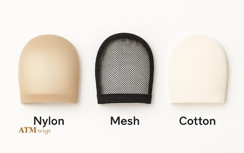 Wig cap types: nylon, mesh, and cotton liners Wig cap types: nylon, mesh, and cotton liners