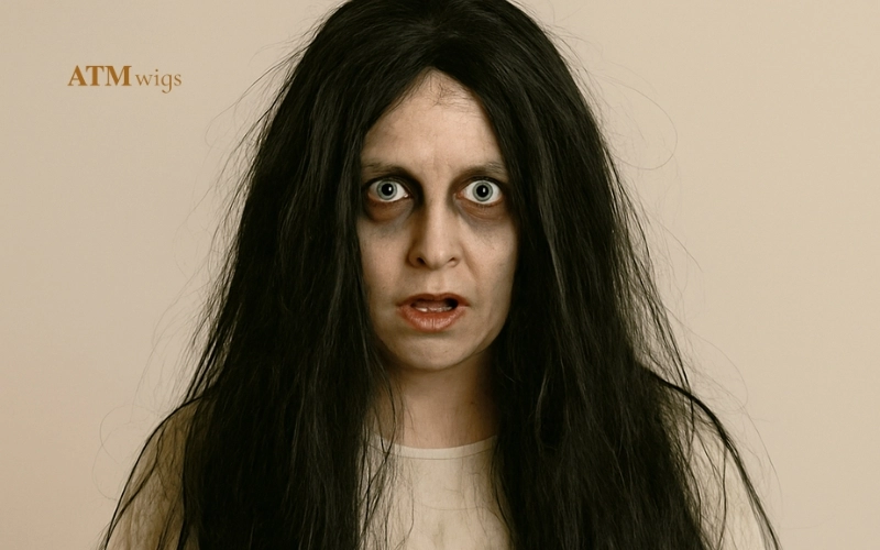 Scary Halloween wig with messy black hair Scary Halloween wig with messy black hair