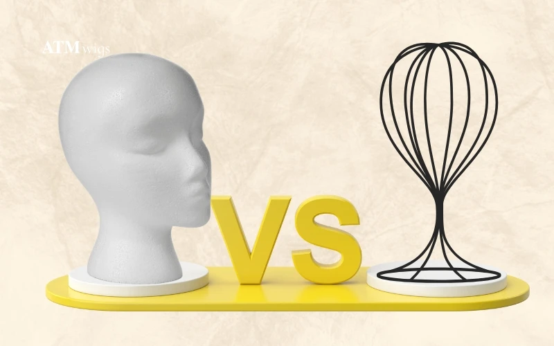 Testa mannequin vs supporto per parrucca Testa mannequin vs supporto per parrucca