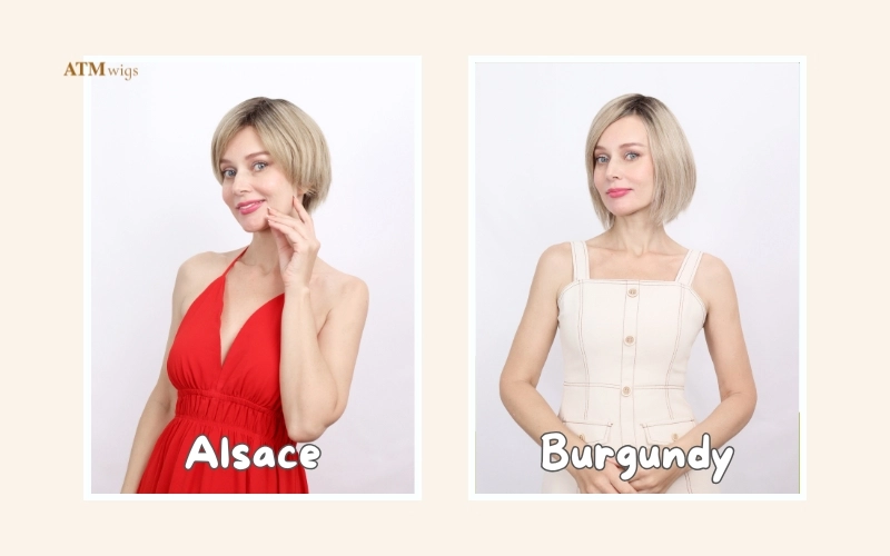 ATM Wigs Bob hụman hair wigs: Alsace - Burgundy ATM Wigs Bob hụman hair wigs: Alsace - Burgundy