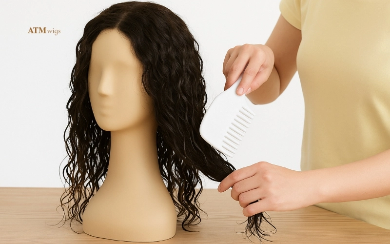 Finger detangling curly wig