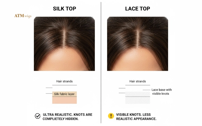 Silk top vs lace top wigs: parting realism Silk top vs lace top wigs: parting realism