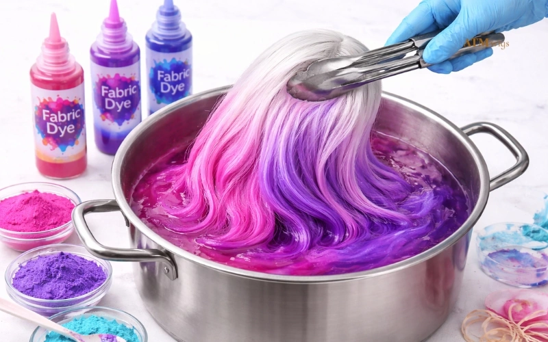 Fabric dye for a synthetic wig Fabric dye for a synthetic wig
