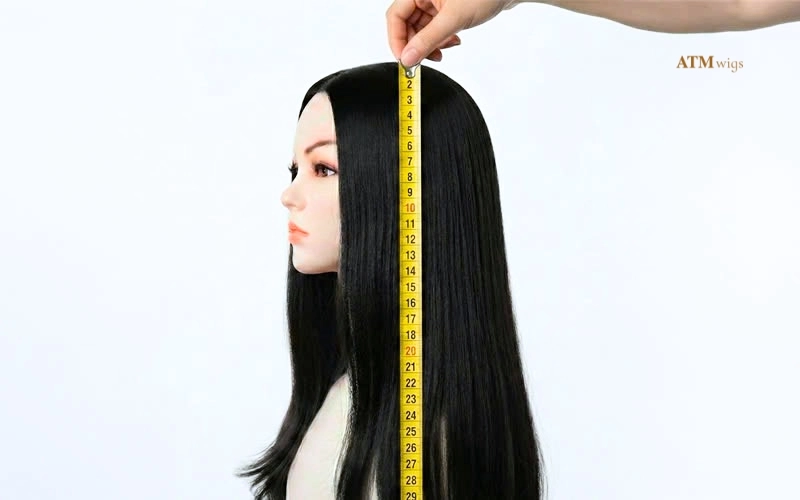 Measuring wig finish length from crown to ends Measuring wig finish length from crown to ends