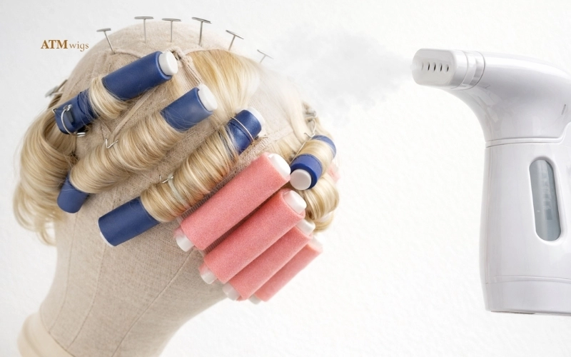 Steam setting curls on a synthetic wig for long hold Steam setting curls on a synthetic wig for long hold