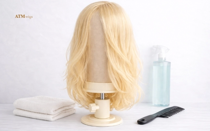 Правильная естественная сушка synthetic wig на подставке Правильная естественная сушка synthetic wig на подставке