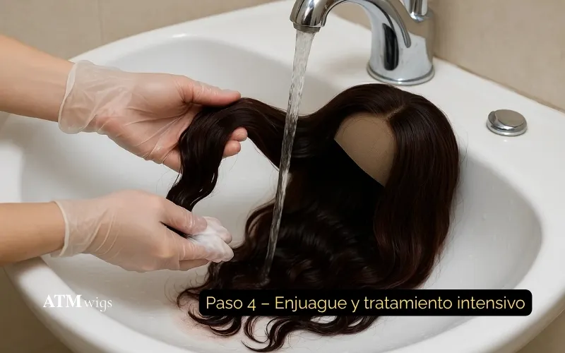 Enjuaga y aplica un acondicionamiento profundo Enjuaga y aplica un acondicionamiento profundo