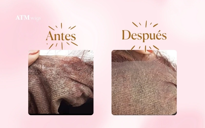 Before & After Remove Glue from Lace Front Wig Antes y después: quitar el pegamento de una peluca lace front