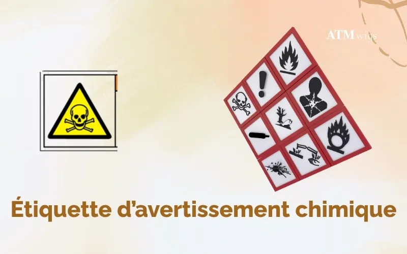 Étiquette d’avertissement chimique sur un emballage de perruque synthétique bon marché Étiquette d’avertissement chimique sur un emballage de perruque synthétique bon marché