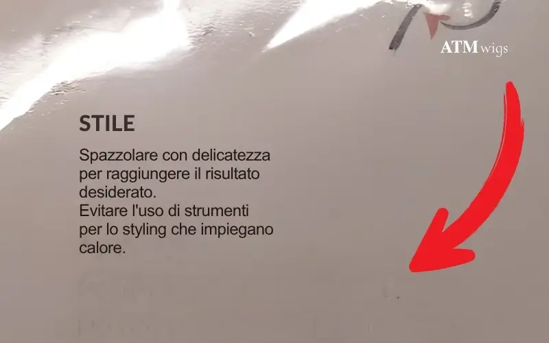 Simbolo “niente styling a caldo” su una parrucca sintetica Simbolo “niente styling a caldo” su una parrucca sintetica