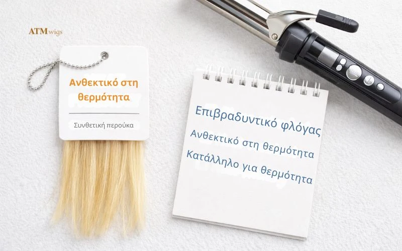 Ετικέτα συνθετικής περούκας με πληροφορίες για τον τύπο ίνας και το heat-friendly χαρακτηριστικό Ετικέτα συνθετικής περούκας με πληροφορίες για τον τύπο ίνας και το heat-friendly χαρακτηριστικό