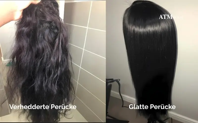 Vergleich zwischen einer verfilzten und einer glatten Perücke Vergleich zwischen einer verfilzten und einer glatten Perücke