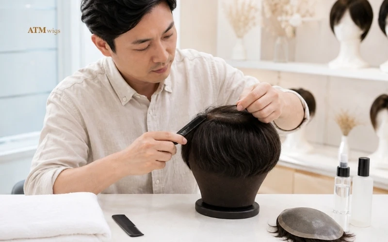 Проверка hairline, основы и качества волос для оценки срока службы toupee Проверка hairline, основы и качества волос для оценки срока службы toupee