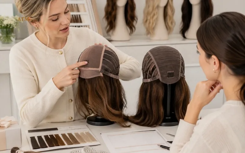 Comparing hand tied wig price differences by construction materials and hair quantity Comparing hand tied wig price differences by construction materials and hair quantity