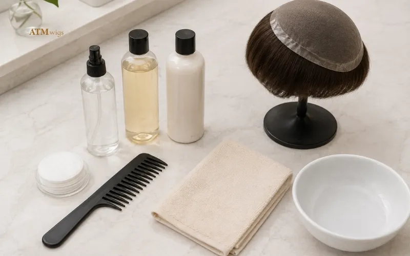 Produits de nettoyage pour toupee avec shampoing sans sulfates, après-shampoing et dissolvant pour adhésif Produits de nettoyage pour toupee avec shampoing sans sulfates, après-shampoing et dissolvant pour adhésif