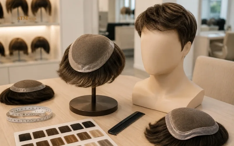 Pieza capilar parcial toupee diseñada para cubrir una zona localizada de pérdida de cabello Pieza capilar parcial toupee diseñada para cubrir una zona localizada de pérdida de cabello